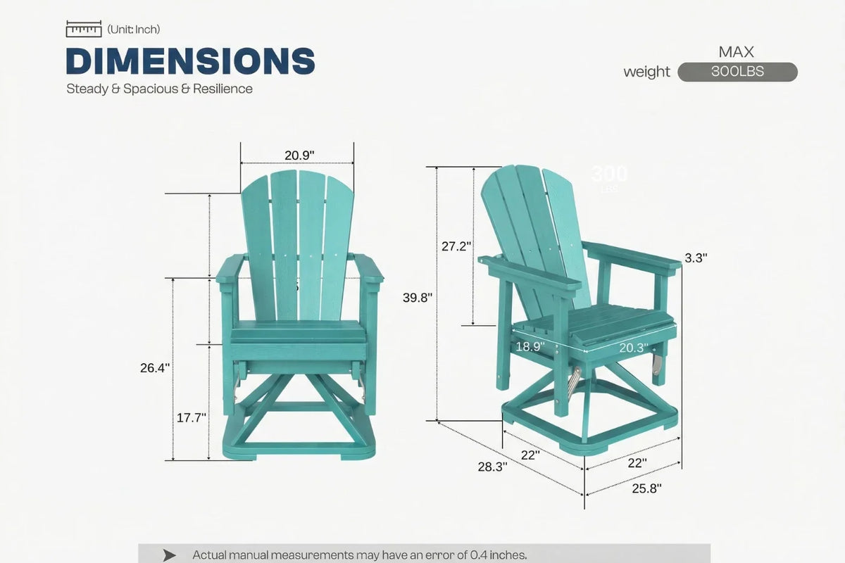 Aruba blue chair dimensions on a white background