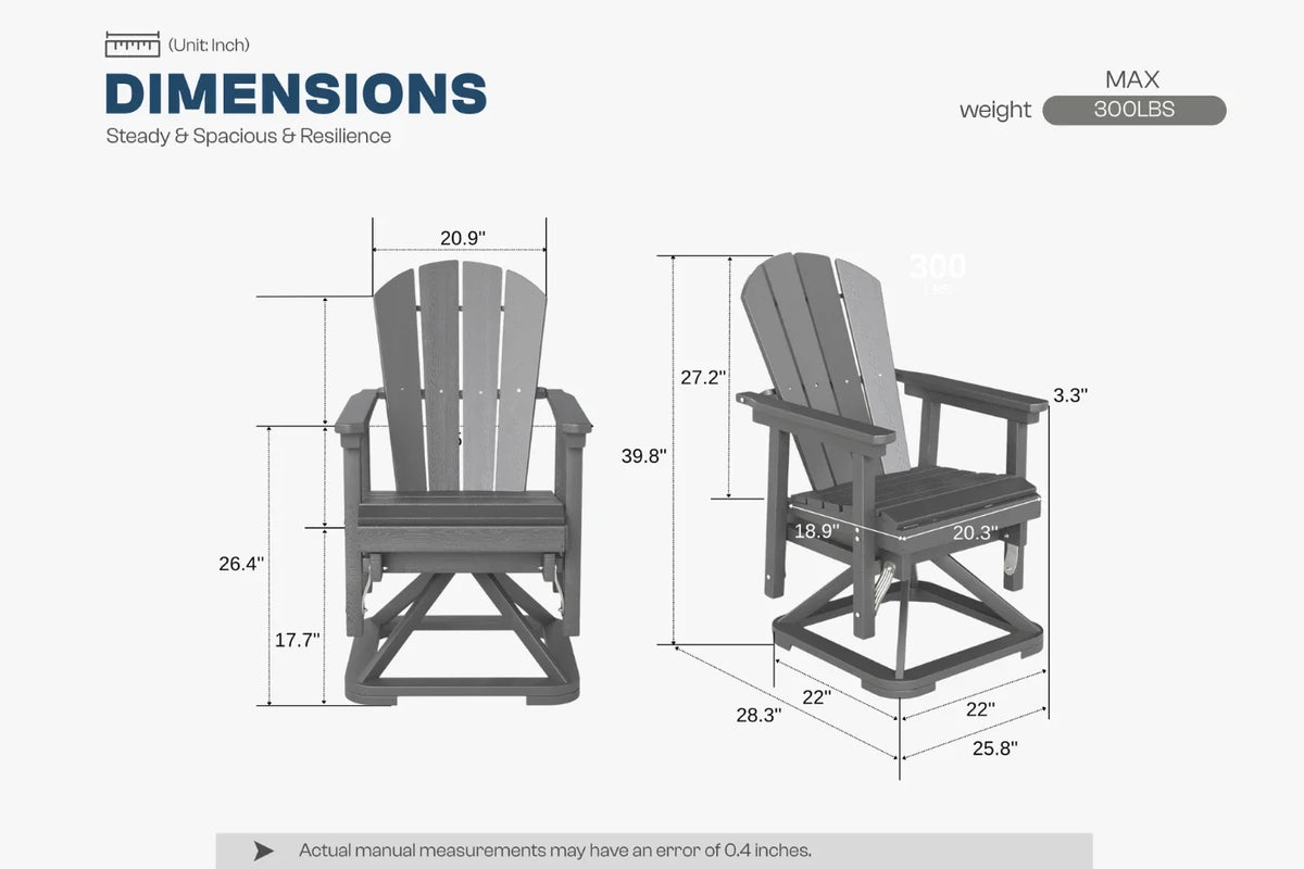 Dimensions of a gray chair with measurements on a white background