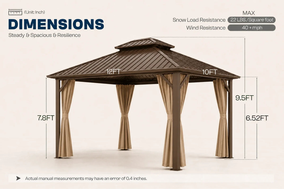 Luxor™ Hardtop Gazebo with Netting and Curtains