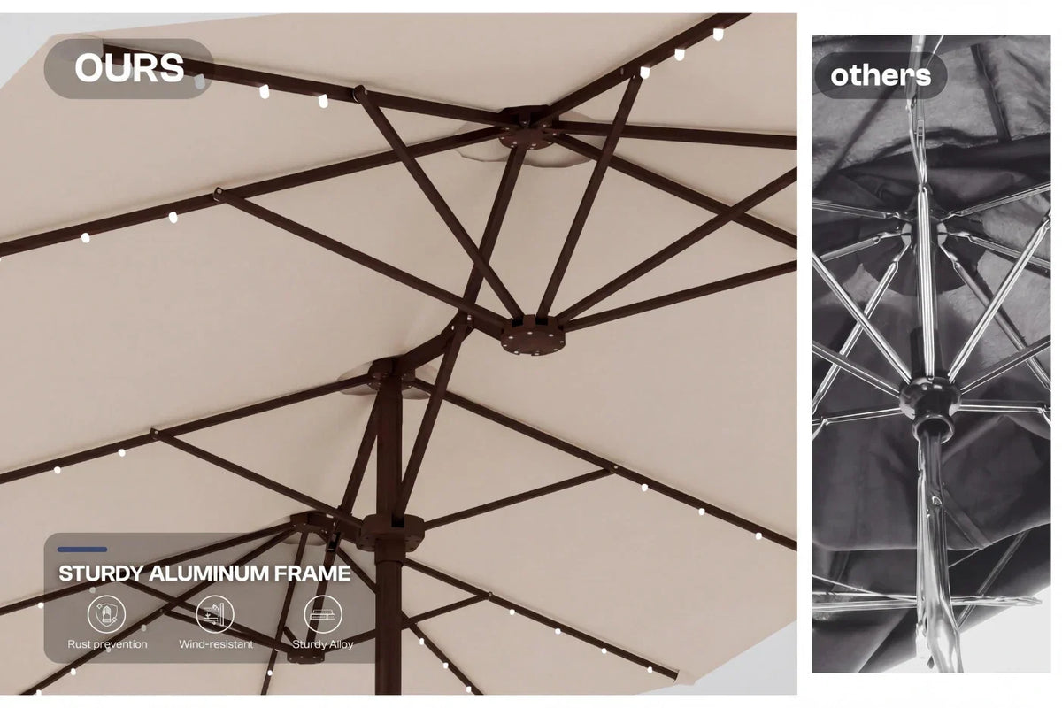 LED Double-Sided Patio Umbrella with Base