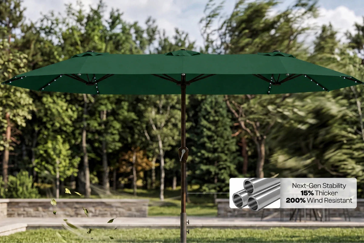 LED Double-Sided Patio Umbrella with Base