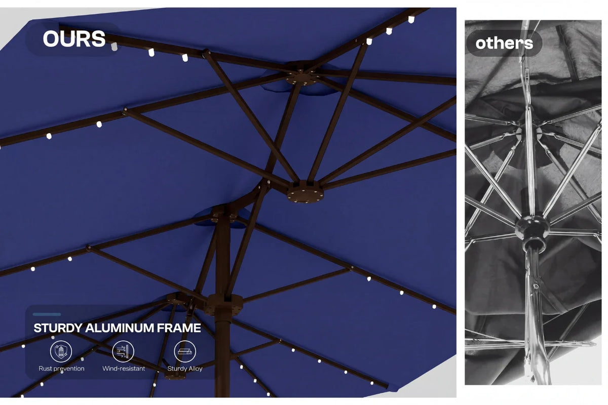 LED Double-Sided Patio Umbrella with Base