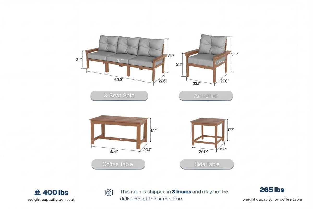 HDPE Sectional Patio Couch Set