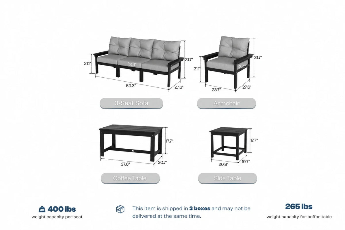 HDPE Sectional Patio Couch Set