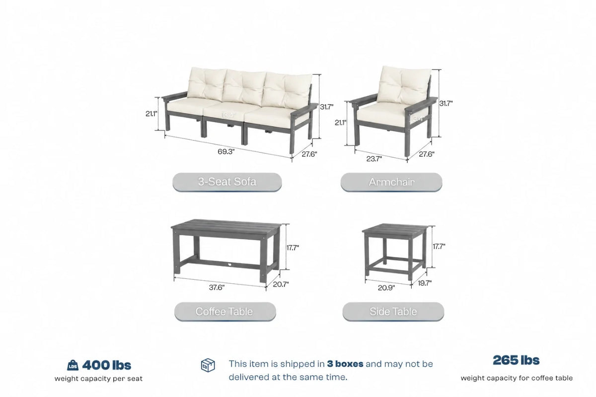 HDPE Sectional Patio Couch Set
