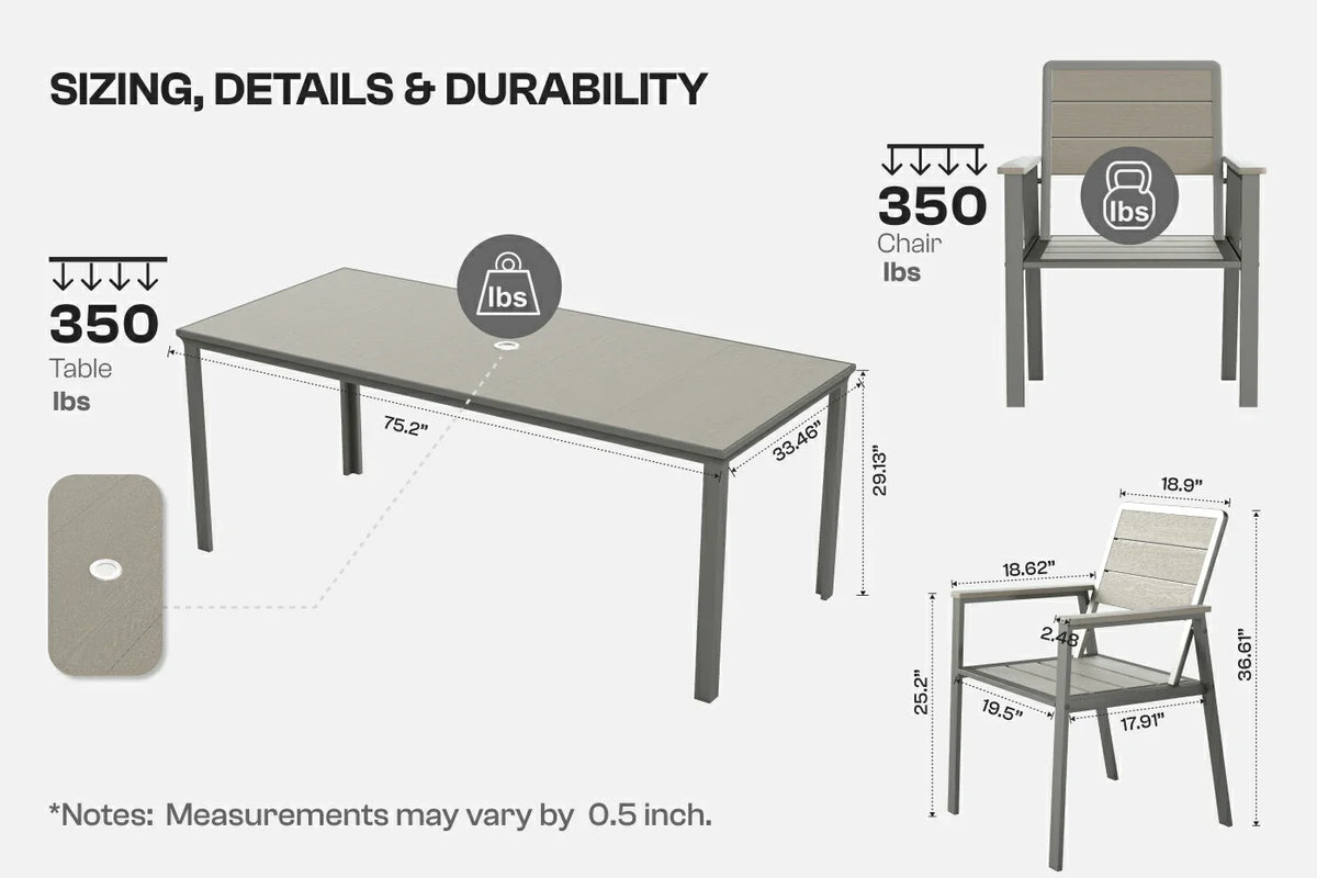 HDPE Outdoor Dining Set for 6