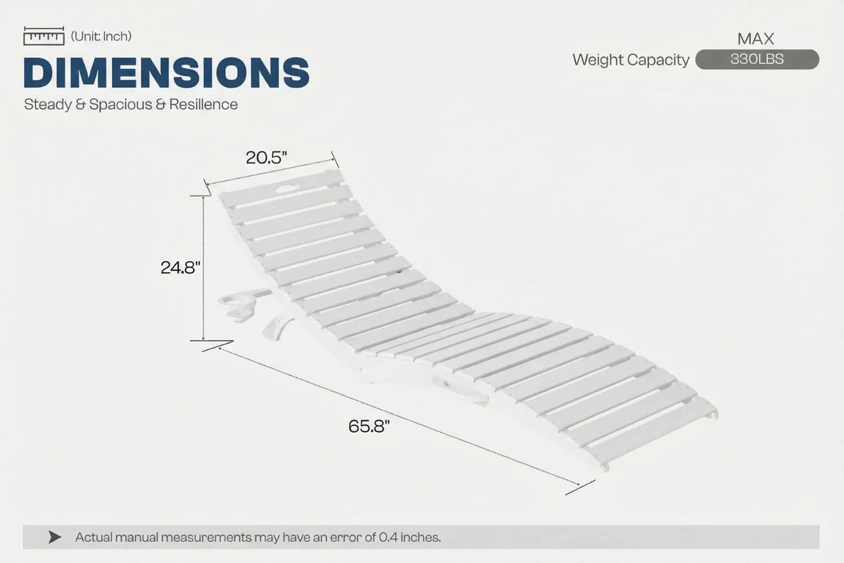 White lounge chair with dimensions labeled on a white background