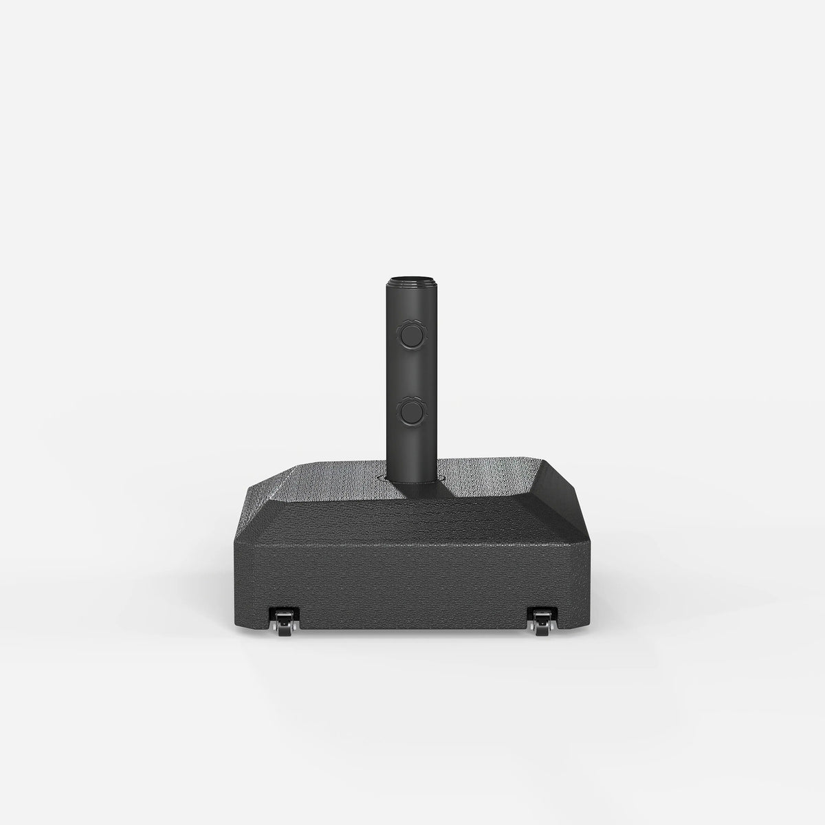 Black electronic device with a cylindrical top on a white background