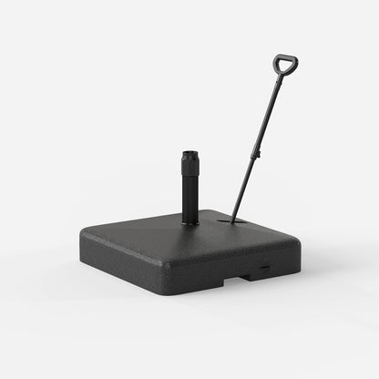Black metal stand with a handle on a white background
