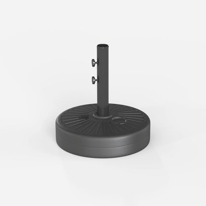 Black patio umbrella base on a white background