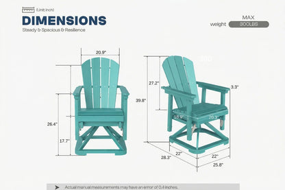 Aruba blue chair dimensions on a white background