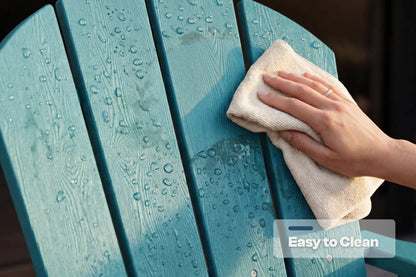 Hand cleaning a aruba blue surface with a cloth, labeled 'Easy to Clean'.
