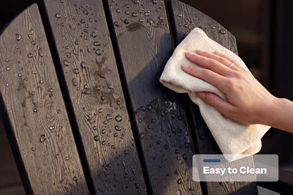 Hand cleaning a wet surface with a cloth, labeled 'Easy to Clean'.