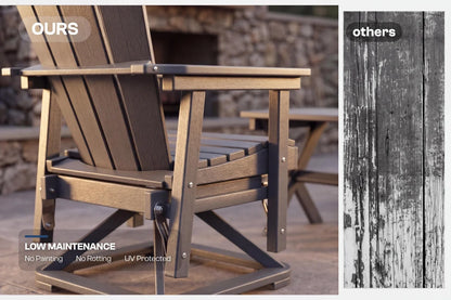 Chair with 'Ours' label on left, 'Others' label on right, showing durability comparison.