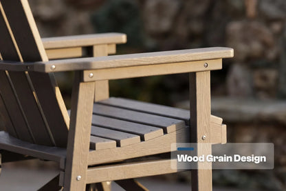 Adirondack swivel glider chair with a blurred natural background