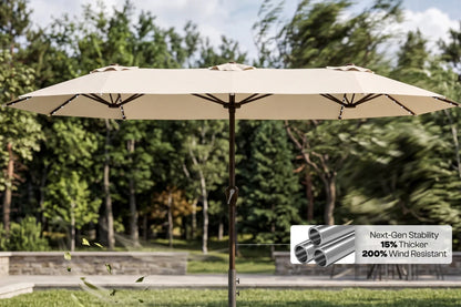 LED Double-Sided Patio Umbrella with Base