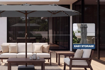 LED Double-Sided Patio Umbrella with Base