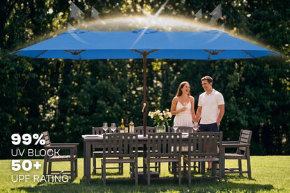 LED Double-Sided Patio Umbrella with Base
