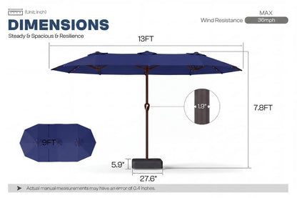 LED Double-Sided Patio Umbrella with Base