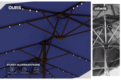 LED Double-Sided Patio Umbrella with Base