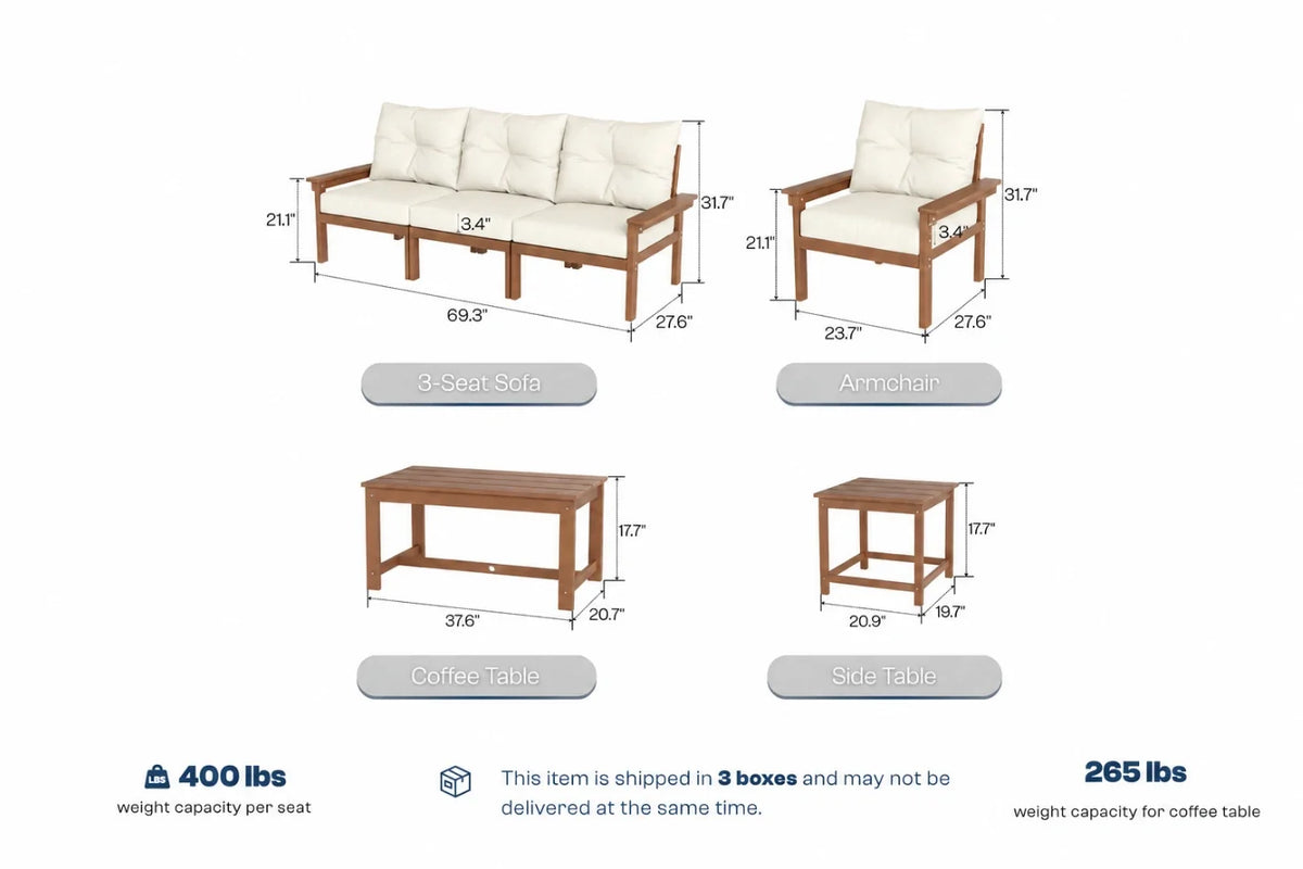 HDPE Sectional Patio Couch Set
