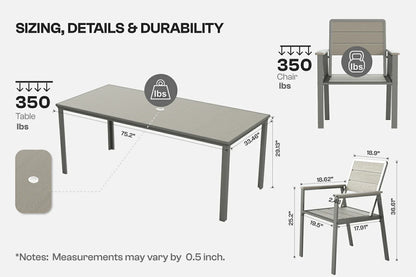 HDPE Outdoor Dining Set for 6