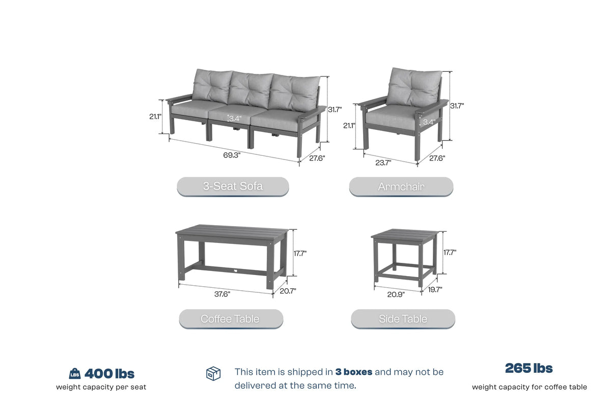 HDPE Sectional Patio Couch Set