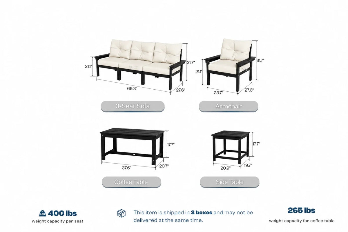HDPE Sectional Patio Couch Set